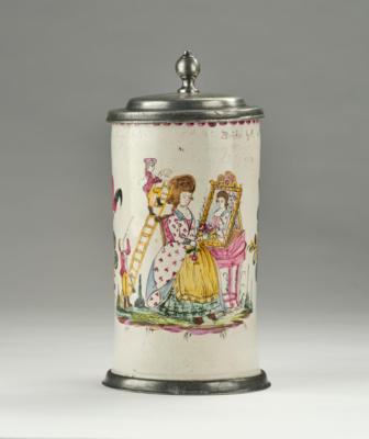 Walzenkrug, Sternberg, Mähren, datiert 1818, - Antiques, folk art, sculptures & faience