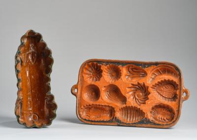 2 Keramik Back- oder Aspikformen, - Antiquariato, arte popolare, sculture e maioliche