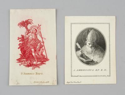 2 religiöse Druckarbeiten, 2. Hälfte 18. Jh., - Starožitnosti, lidové umění, sochy a fajáns