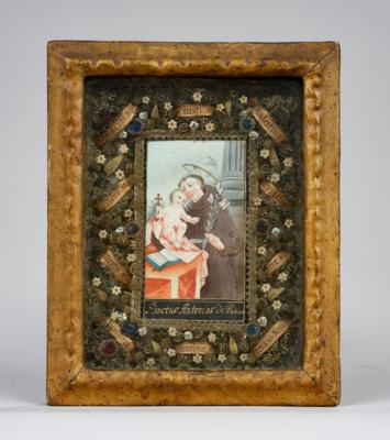 Klosterarbeit, Hl. Antonius mit Jesuskind, alpenländisch Ende 18. Jh., - Antiques, folk art, sculptures & faience