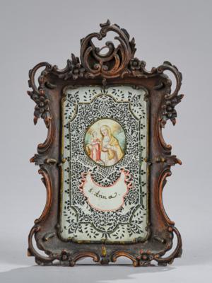 Spitzenbild S. Anna, alpenländisch 2. Hälfte 18. Jh., - Antiques, folk art, sculptures & faience