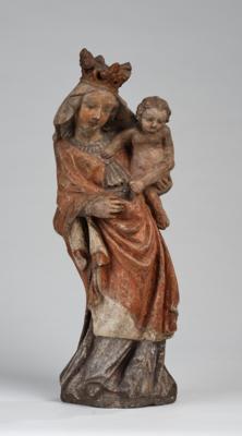 Steinguss Madonna in gotischem Stil, Mitte 20. Jh., - Antiques, folk art, sculptures & faience