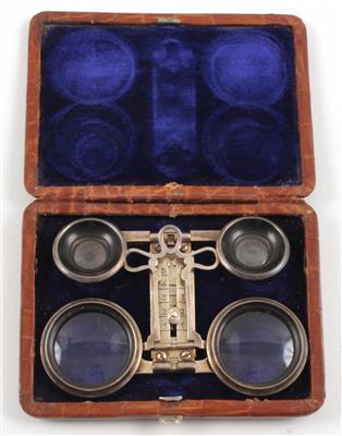 Binokulares Patent-Fernglas aus Silber - Historische wissenschaftliche Instrumente, Modelle und Globen