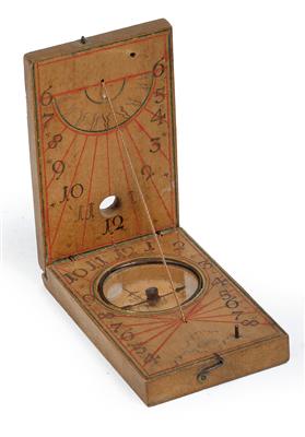 An 18th century wood Diptych Sundial - Antique Scientific Instruments and Globes