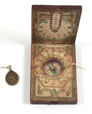 A c. 1800 wood diptych Sundial - Strumenti scientifici e globi d'epoca