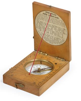 An 18th century wood Diptych Sundial - Antique Scientific Instruments and Globes