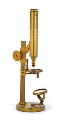 A mid 19th century brass Microscope - Historické vědecké přístroje a globusy