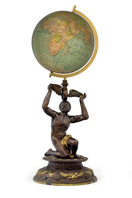 A Terrestrial Globe on figural metal stand - Historické vědecké přístroje a globusy, fotoaparáty