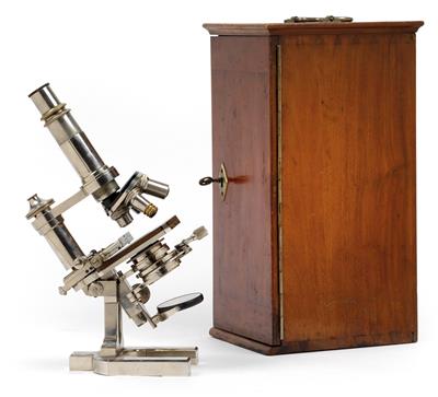 A Carl Zeiss nickel-plated brass Microscope - Historické vědecké přístroje a globusy, fotoaparáty