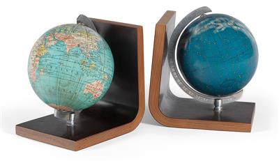 C. 1950 Globe Bookends - Strumenti scientifici e globi d'epoca