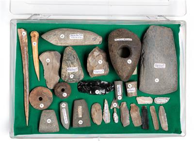 A collection of neolithic Tools - Strumenti scientifici e globi d'epoca