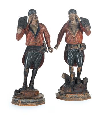 Two 18th century carved wood Miners - Historické vědecké přístroje, globusy a fotoaparáty