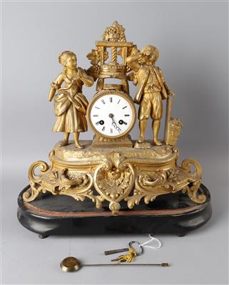 Historismus Bronzekaminuhr 'Der Wein' - Watches, technology and curiosities