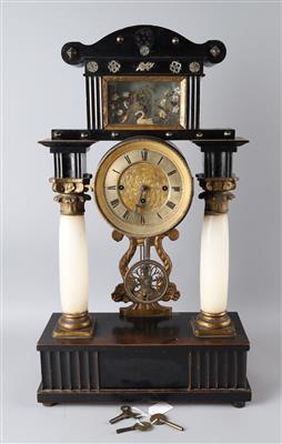Biedermeier Portaluhr mit Musikspielwerk, - Clocks, Science, and Curiosities including a Collection of glasses