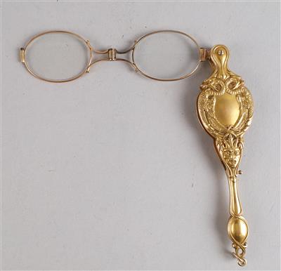 Jugendstil Spring-Lorgnette Gold 14K - Uhren, Technik, Kuriositäten & eine Sammlung historischer Brillen