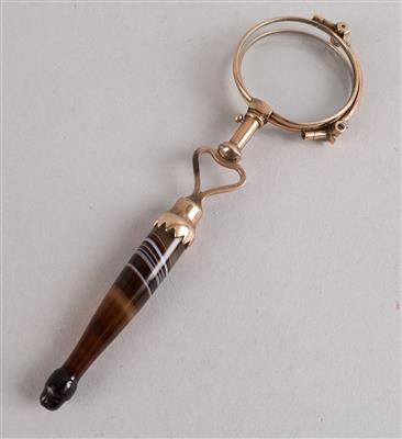 Klapplorgnette Gold/Achat - Uhren, Technik, Kuriositäten & eine Sammlung historischer Brillen