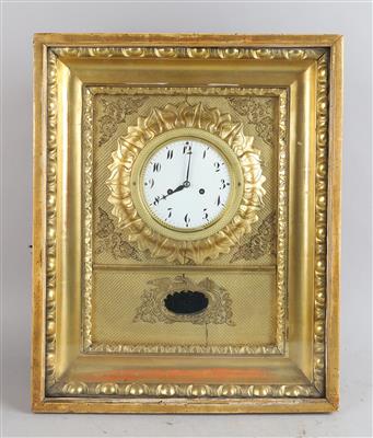 Kleine Biedermeier Rahmenuhr, - Clocks, Science, and Curiosities including a Collection of glasses