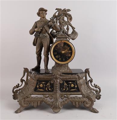 Jagdliche Französische Historismus Kaminuhr, - Clocks, Science & Curiosities