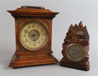 Konvolut: 2 Holz Tischwecker, - Clocks, Science & Curiosities