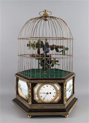 Voliere mit Uhr und Vogelautomat, - Clocks, Science, Curiosities & Photographica