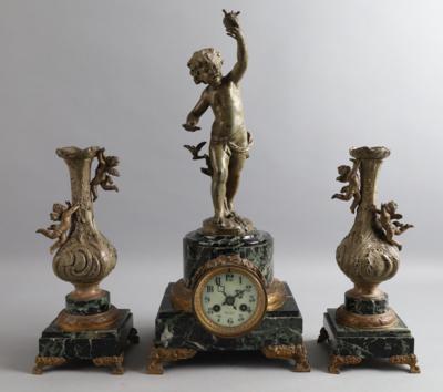 Belle Epoque Kamingarnitur, "La Foret, par Ferrand", - Clocks, Science, Curiosities & Photographica