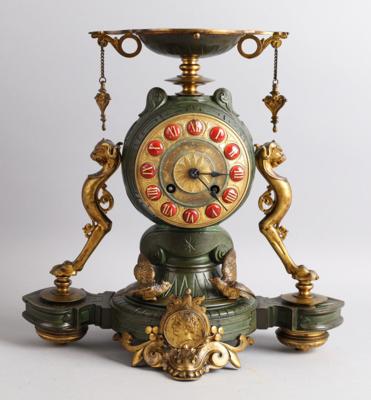 Historismus Bronze Kaminuhr, - Clocks, Science, Curiosities & Photographica