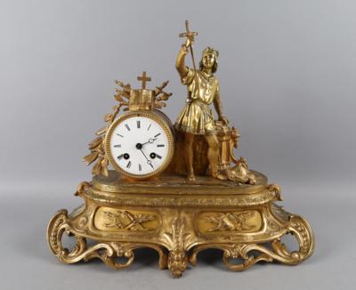 Historismus Bronze Kaminuhr, Federzug Wochenwerk "Japy frères Paris", - Clocks, Science, Curiosities & Photographica