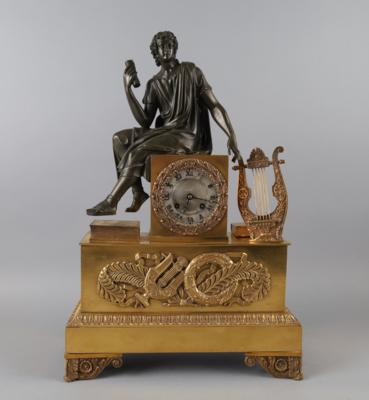 Charles X Bronze Kaminuhr, "Allegorie der Literatur und Musik", - Clocks, Science, Curiosities