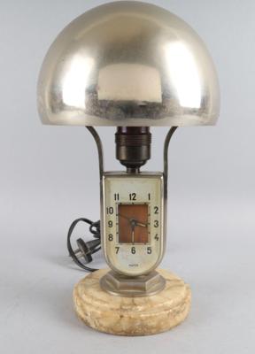 Art Deco Tischlampe mit Wecker "MOFÉM", - Uhren, Technik, Kuriositäten & Photographica