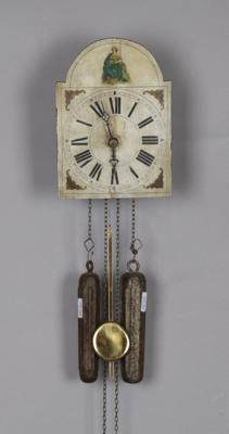 Bäuerliche Wandpendeluhr, "Schottenuhrwerk", - Clocks, Science, Curiosities & Photographica