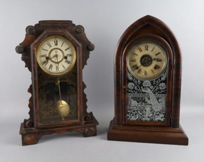 Konvolut: 2 amerikanische Kaminuhren, Waterbury Clock Company, Ansonia Clock Co. NY, - Hodiny, technologie, kuriozity a kamery