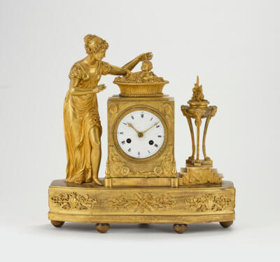 Charles X Bronze Kaminuhr "Amor im Rosenbad", - Clocks, Science, Curiosities