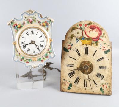 Konvolut: 2 bäuerliche Wandpendeluhren, - Clocks, Science, Curiosities