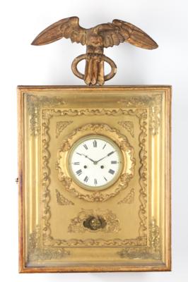 Kleine Biedermeier Rahmenuhr mit Adleraufsatz, - Clocks, Science, Curiosities