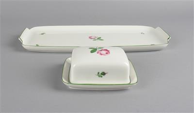 1 Sandwichplatte Länge 35 cm,1 kleine Butterdose, - Decorative Porcelain and Silverware