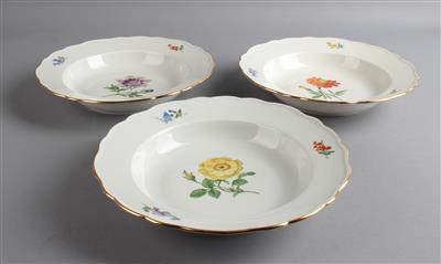 3 Meissen Suppenteller, - Antiquariato