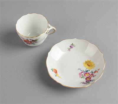 6 Meissen Mokkatassen mit Untertassen in Geschenkkassette, - Antiquariato