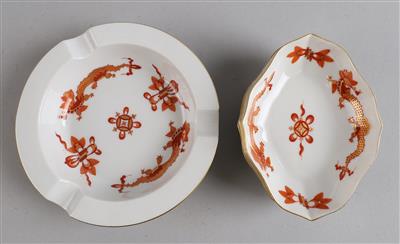 Meissen - 4 kleine ovale Schälchen, 1 Ascher, - Decorative Porcelain and Silverware