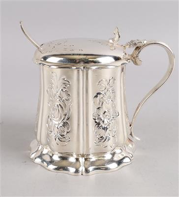 Elkington - Senftopf und Löffel, - Decorative Porcelain and Silverware