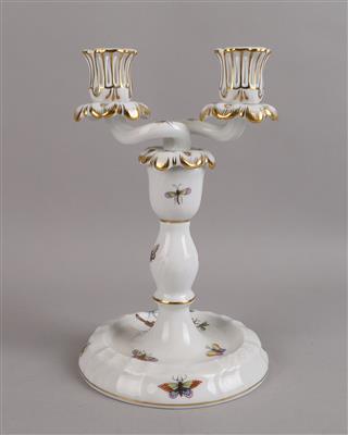 Zweiarmiger Kerzenleuchter, Herend, - Decorative Porcelain and Silverware
