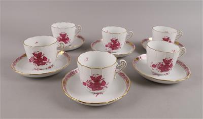 Herend - 6 hohe Kaffeetassen mit Untertassen, - Decorative Porcelain & Silverware