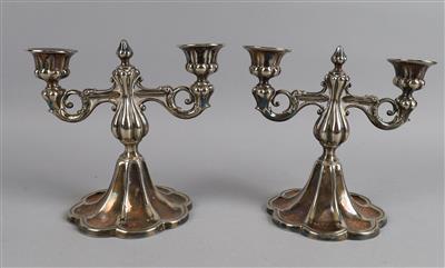 Berndorf - Paar kleine zweiarmige Kerzenleuchter, - Decorative Porcelain & Silverware