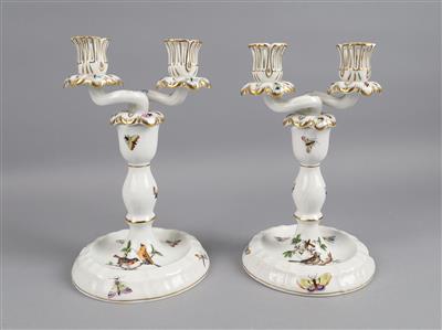 Herend - Paar zweiarmige Kerzenleuchter, - Decorative Porcelain & Silverware
