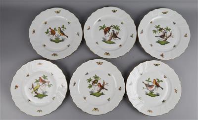 Herend - 6 Speiseteller Dm. 26 cm, - Decorative Porcelain and Silverware