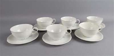 Augarten - 6 Teetassen mit Untertassen, - Decorative Porcelain & Silverware