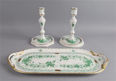 Herend - Sandwichplatte, Paar Kerzenständer, - Decorative Porcelain & Silverware