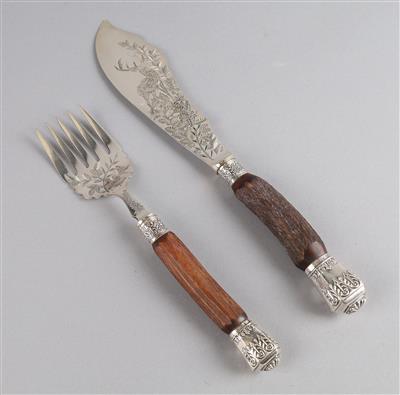 Sheffielder Vorlegbesteck mit Silbermontierung, - Decorative Porcelain & Silverware