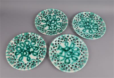 4 Gitterteller, Gmundner Keramik, 1913-23, - Decorative Porcelain and Silverware