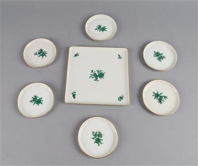 Augarten - 6 Gläseruntersetzer Dm. 9 cm, 1 eckige Platte - Decorative Porcelain and Silverware