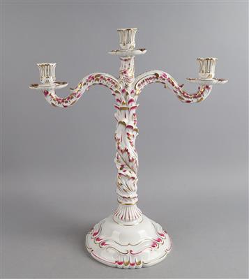 Herend - Großer dreiarmiger Kerzenleuchter, - Decorative Porcelain and Silverware